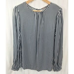 J.McLaughlin Womens Navy White Striped Long Sleeve Blouse Size S Viscose‎ Rayon